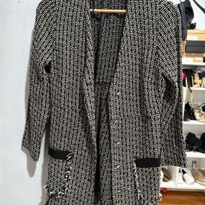Chic Tweed Open Front Coat